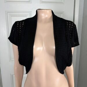 Vintage Y2K Red PainS Women's Shirt M Sheer Crochet Bolero Cotton Acrylic H3-19